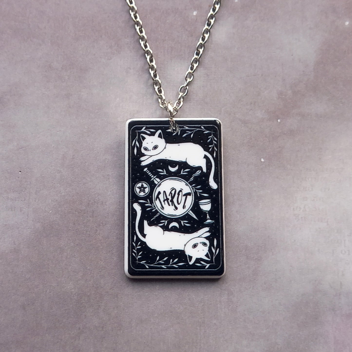 The Hanged Man Cat Tarot Card Necklace