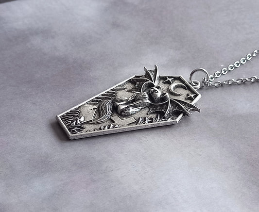 Bat Cat Coffin Necklace