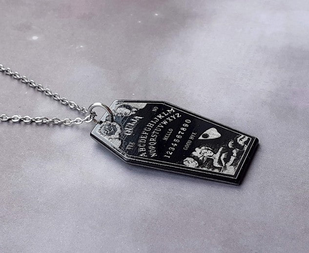 Black Ouija Board Coffin Necklace