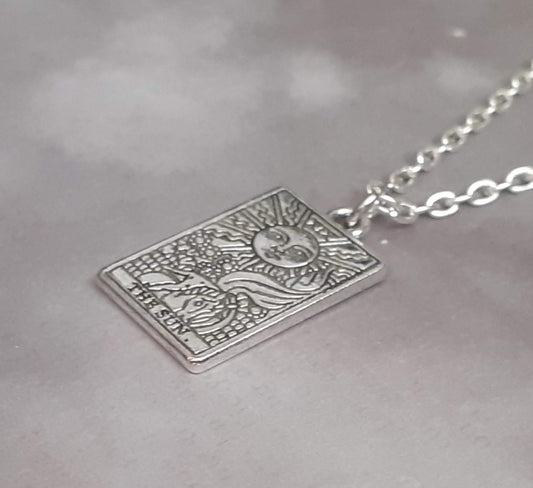 The Sun Metal Tarot Card Necklace
