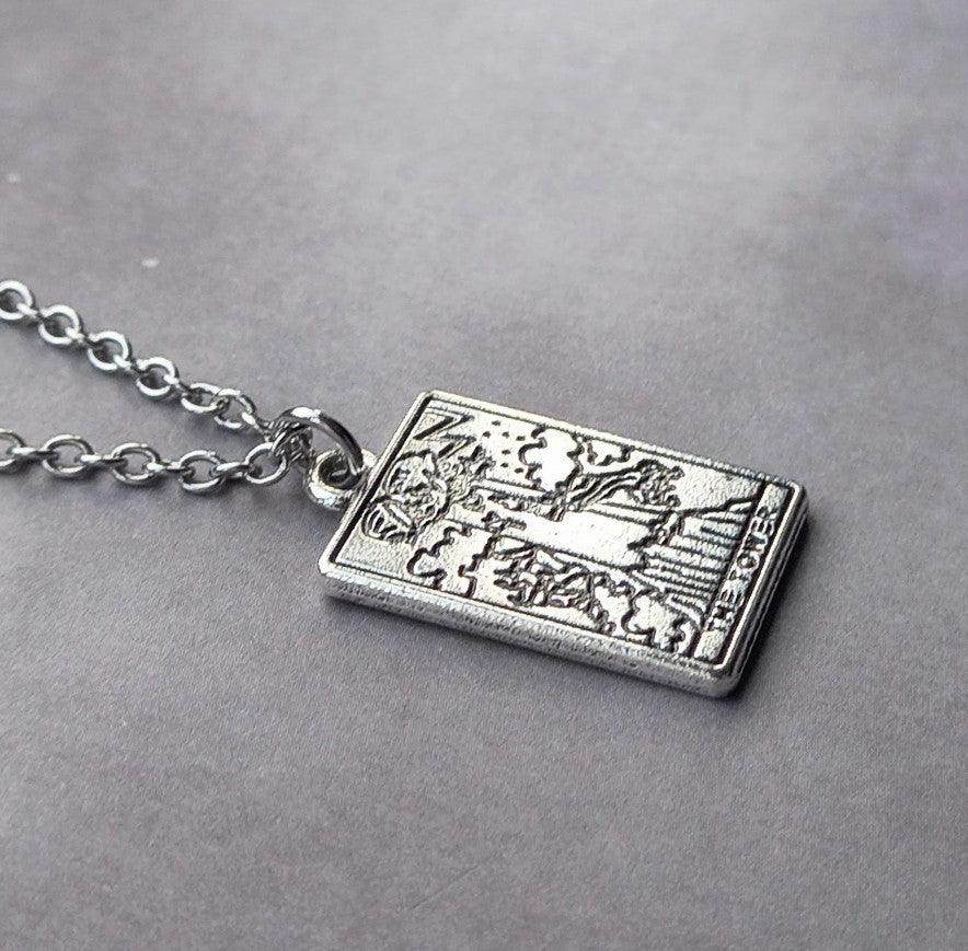 The Tower Metal Tarot Card Necklace