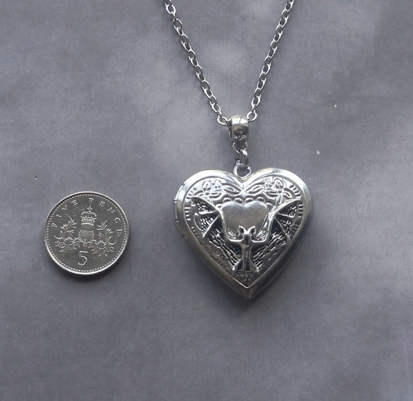 Gothic Bat Locket Necklace