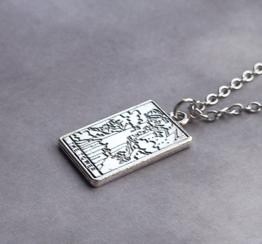 The Tower Metal Tarot Card Necklace