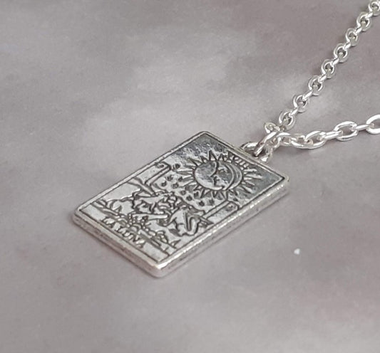 The Moon Metal Tarot Card Necklace