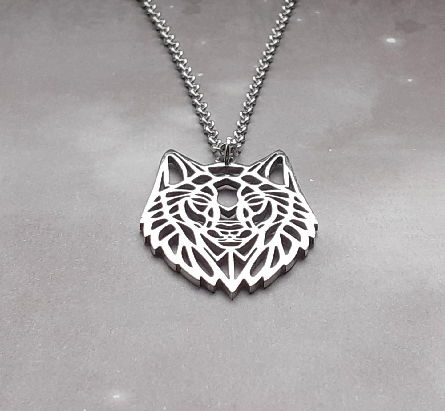 Wolf Head Steel Necklace