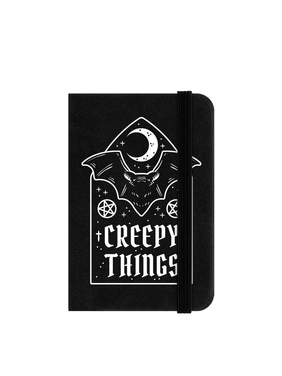 creepy things notebook, gothic bat design on hardback A5 notebook