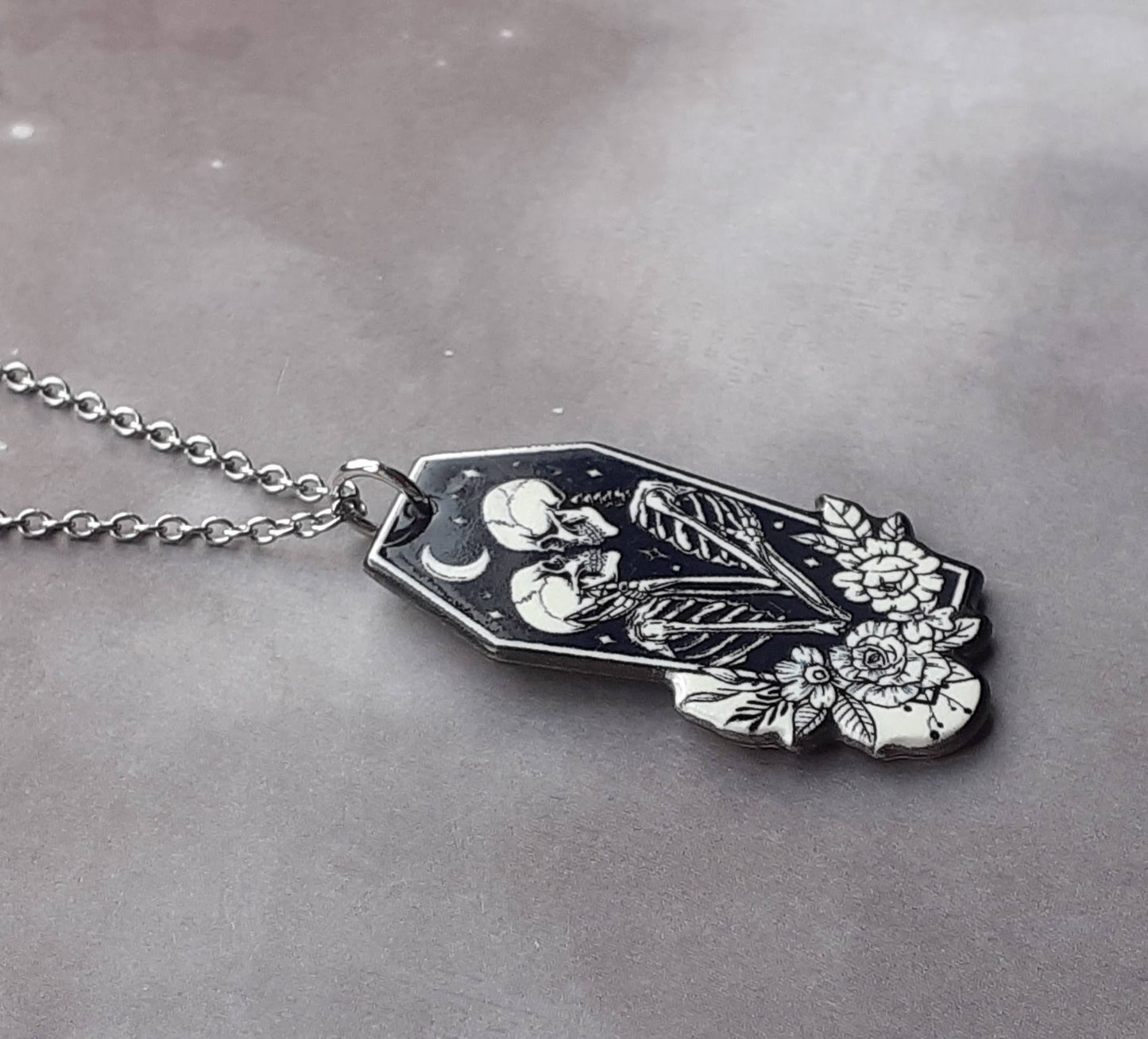 Skeleton Lovers Coffin Necklace