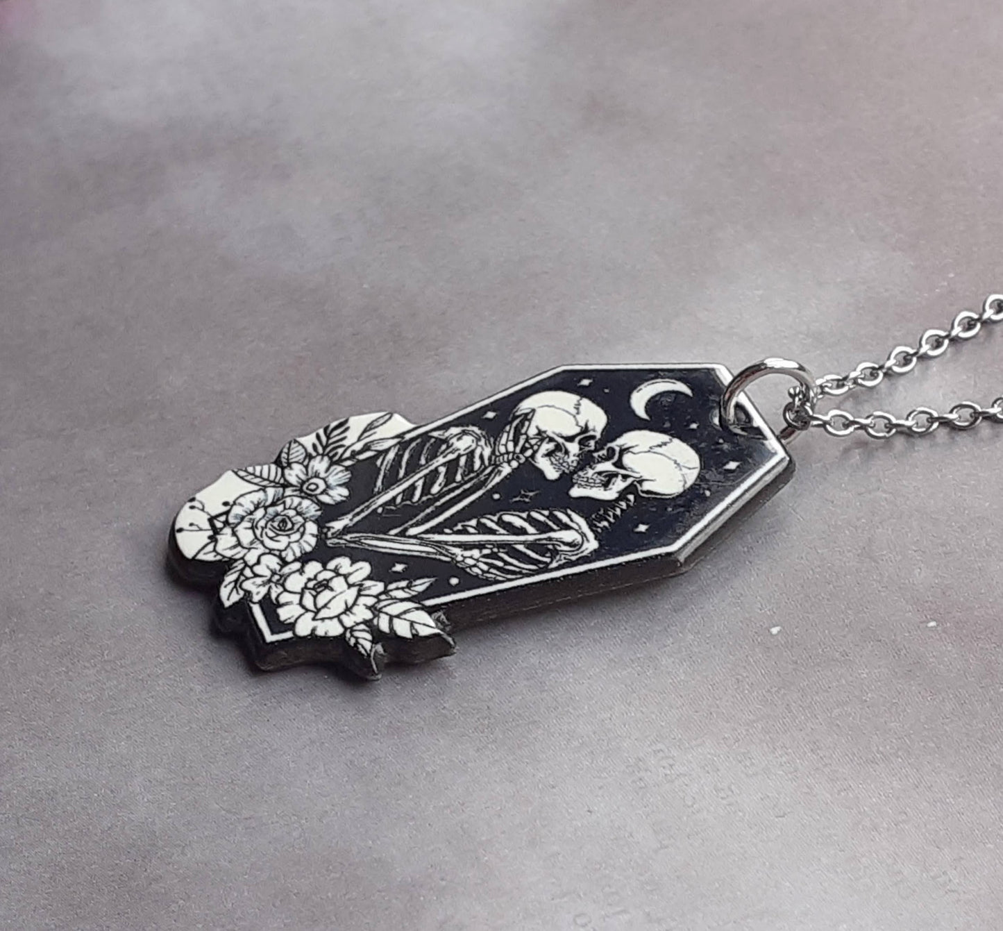 Skeleton Lovers Coffin Necklace