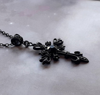 Elaborate Black Cross Necklace