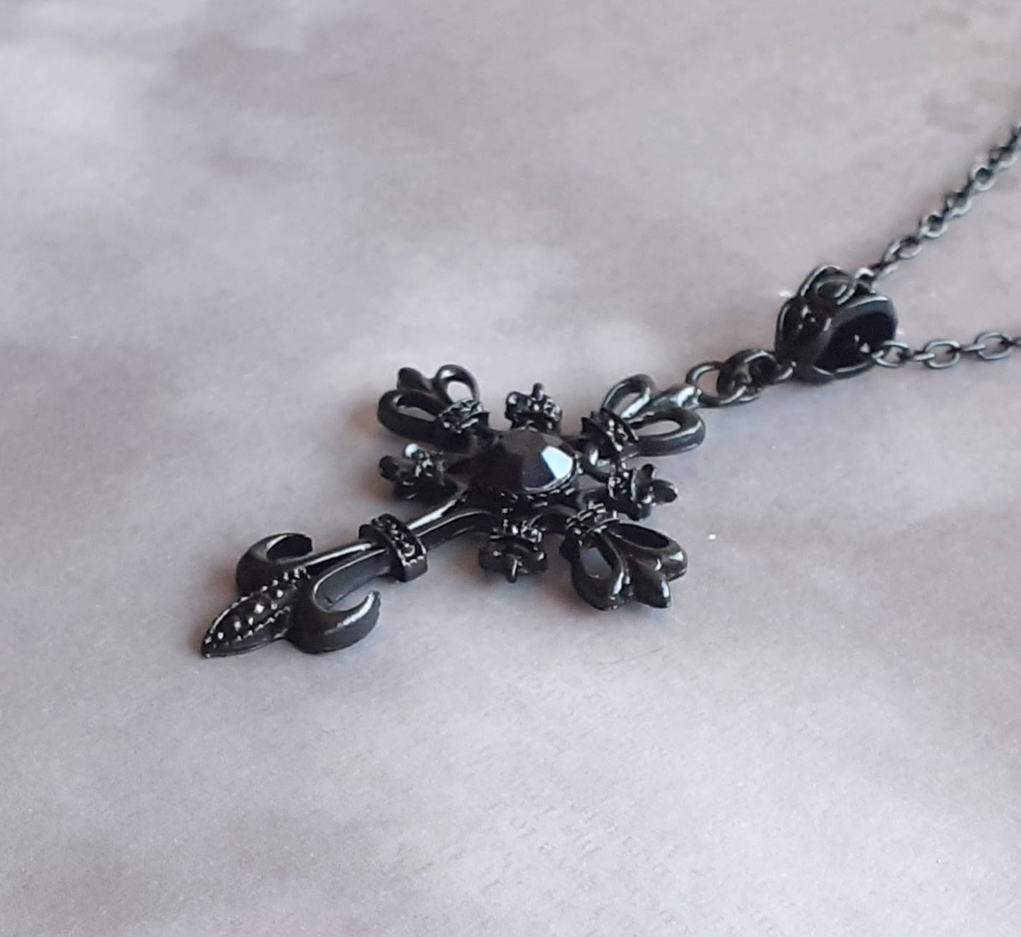 Elaborate Black Cross Necklace