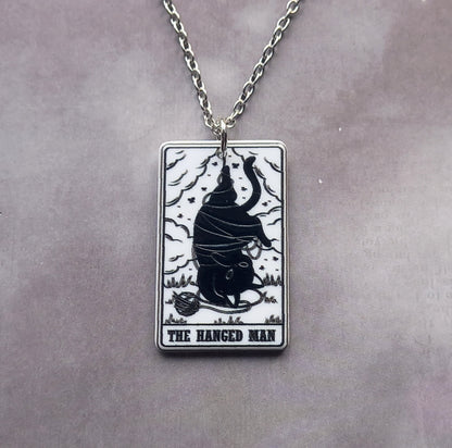 The Hanged Man Cat Tarot Card Necklace