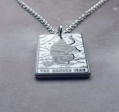 The Hanged Man Cat Tarot Card Necklace