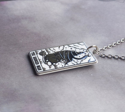 The Hanged Man Cat Tarot Card Necklace