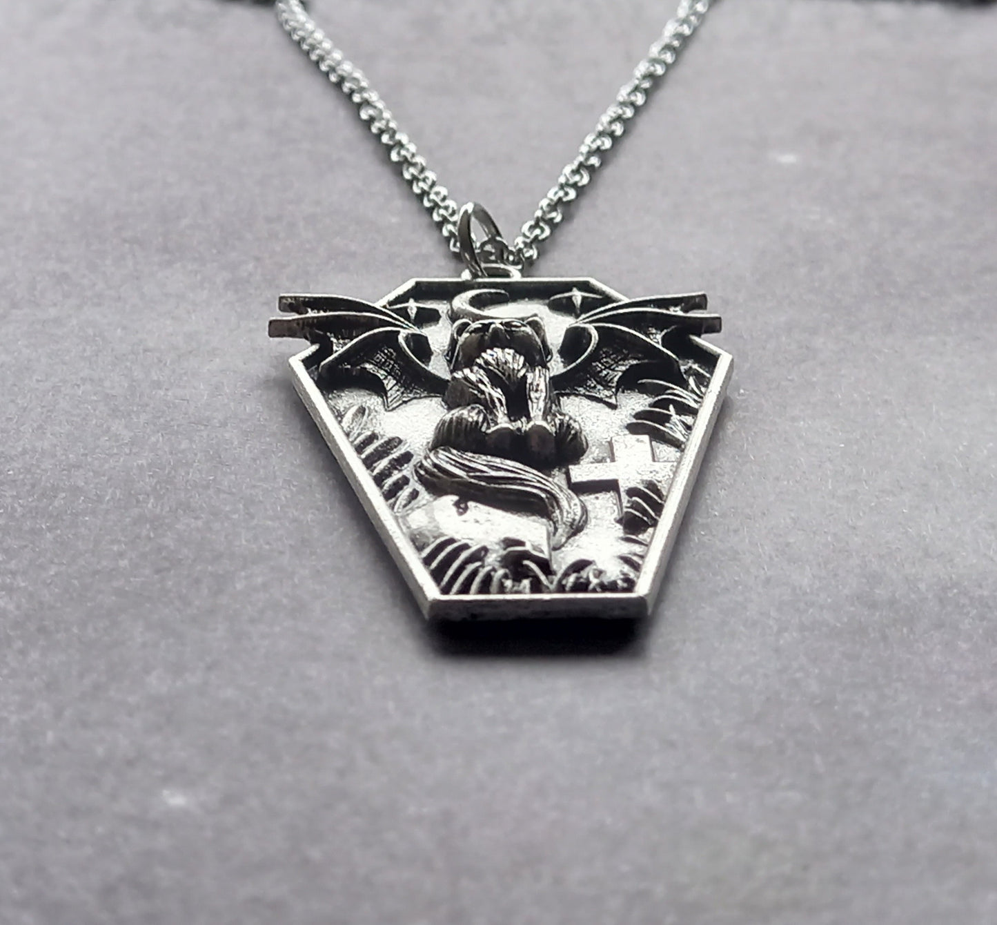 Bat Cat Coffin Necklace