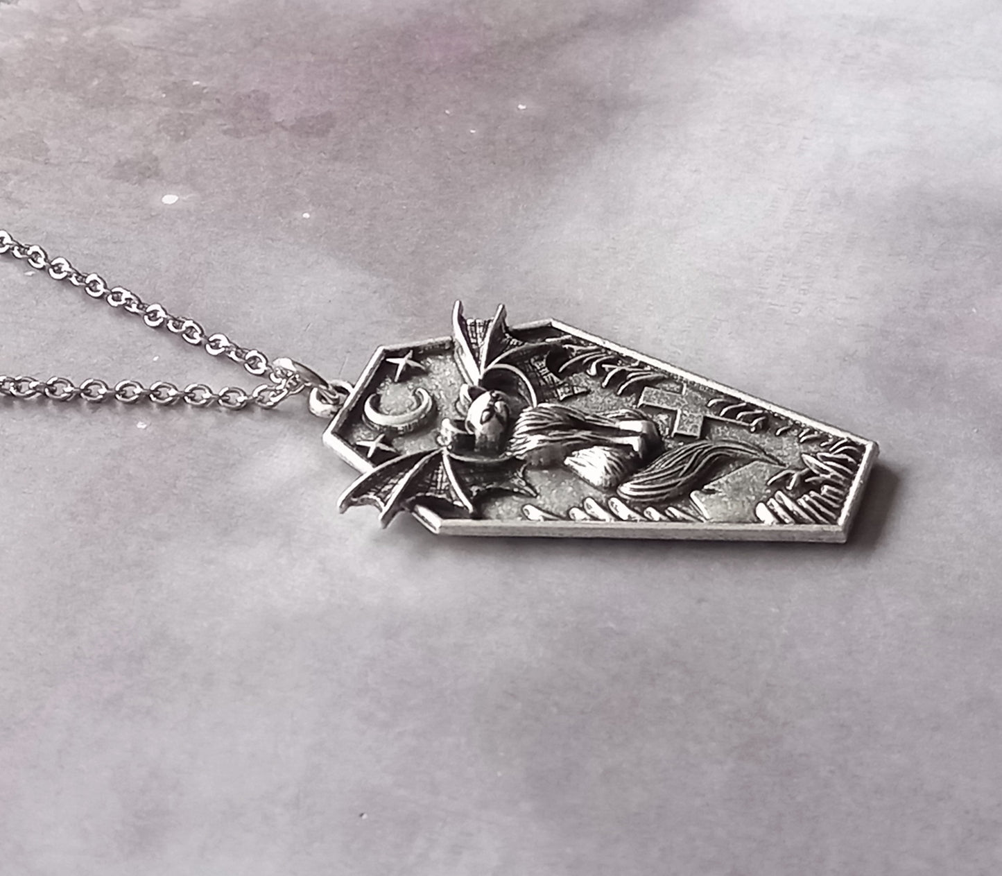 Bat Cat Coffin Necklace
