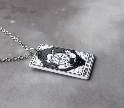 Wheel of Fortune Cat Tarot Card Necklace