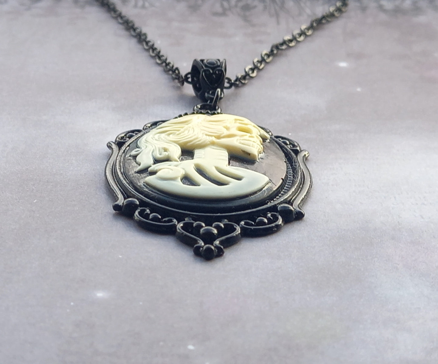 Skeleton Cameo Necklace