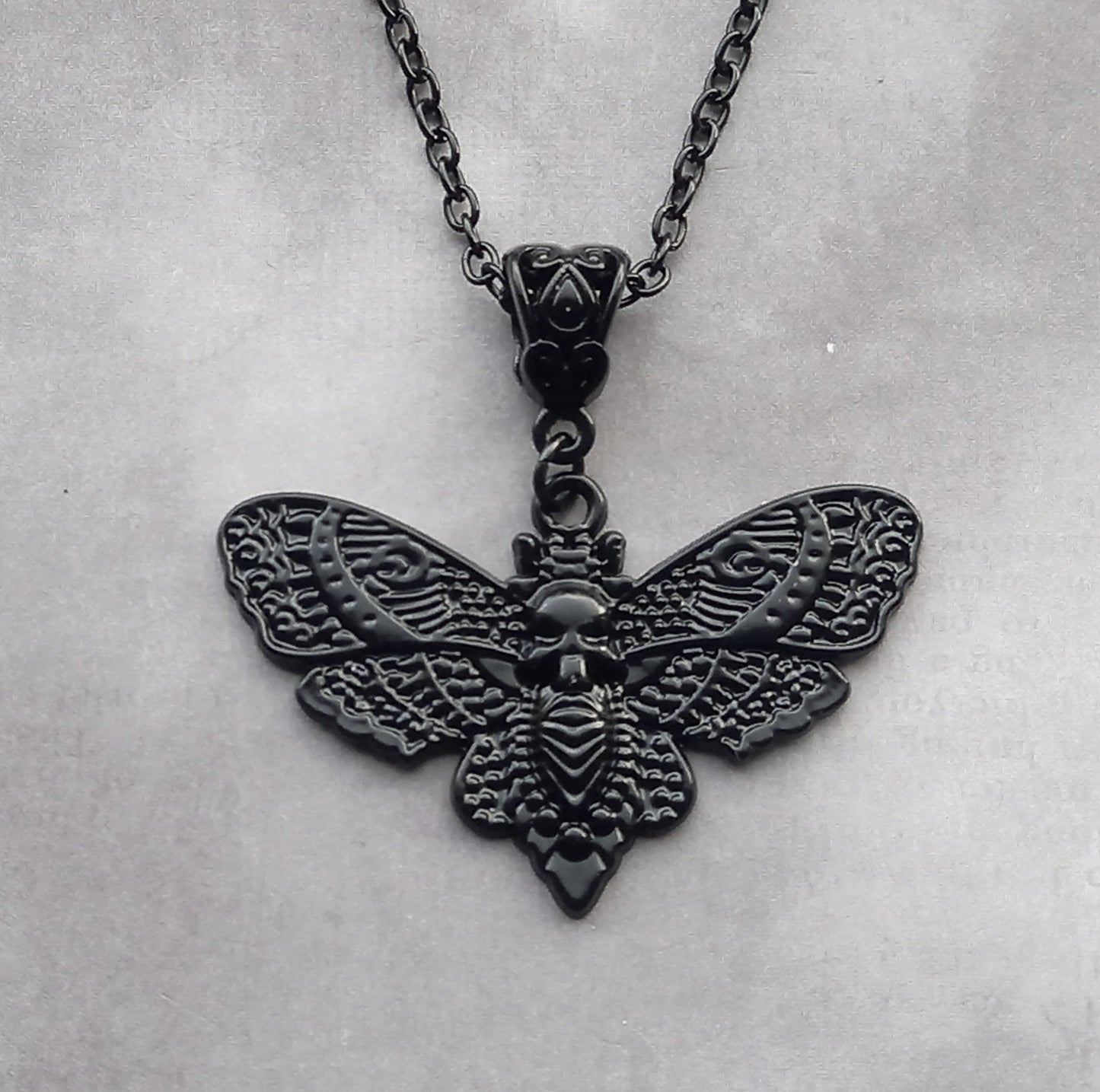 Black Death's Head Moth Necklace