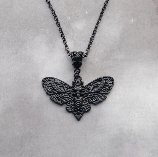 Black Death's Head Moth Necklace