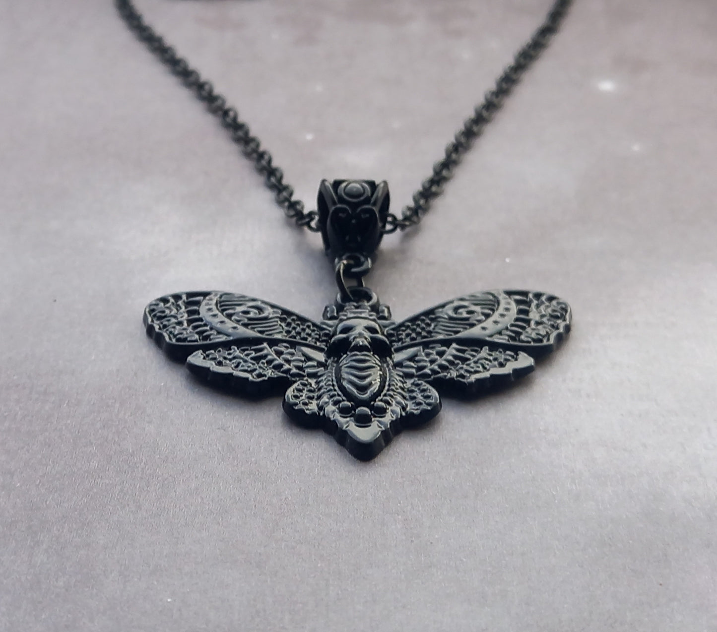 Black Death's Head Moth Necklace