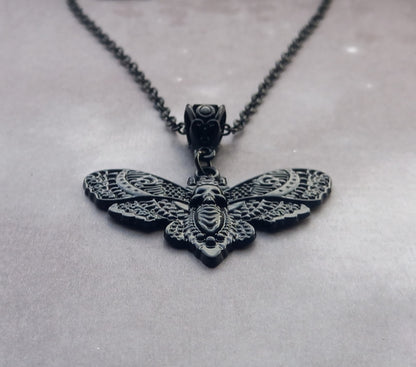 Black Death's Head Moth Necklace