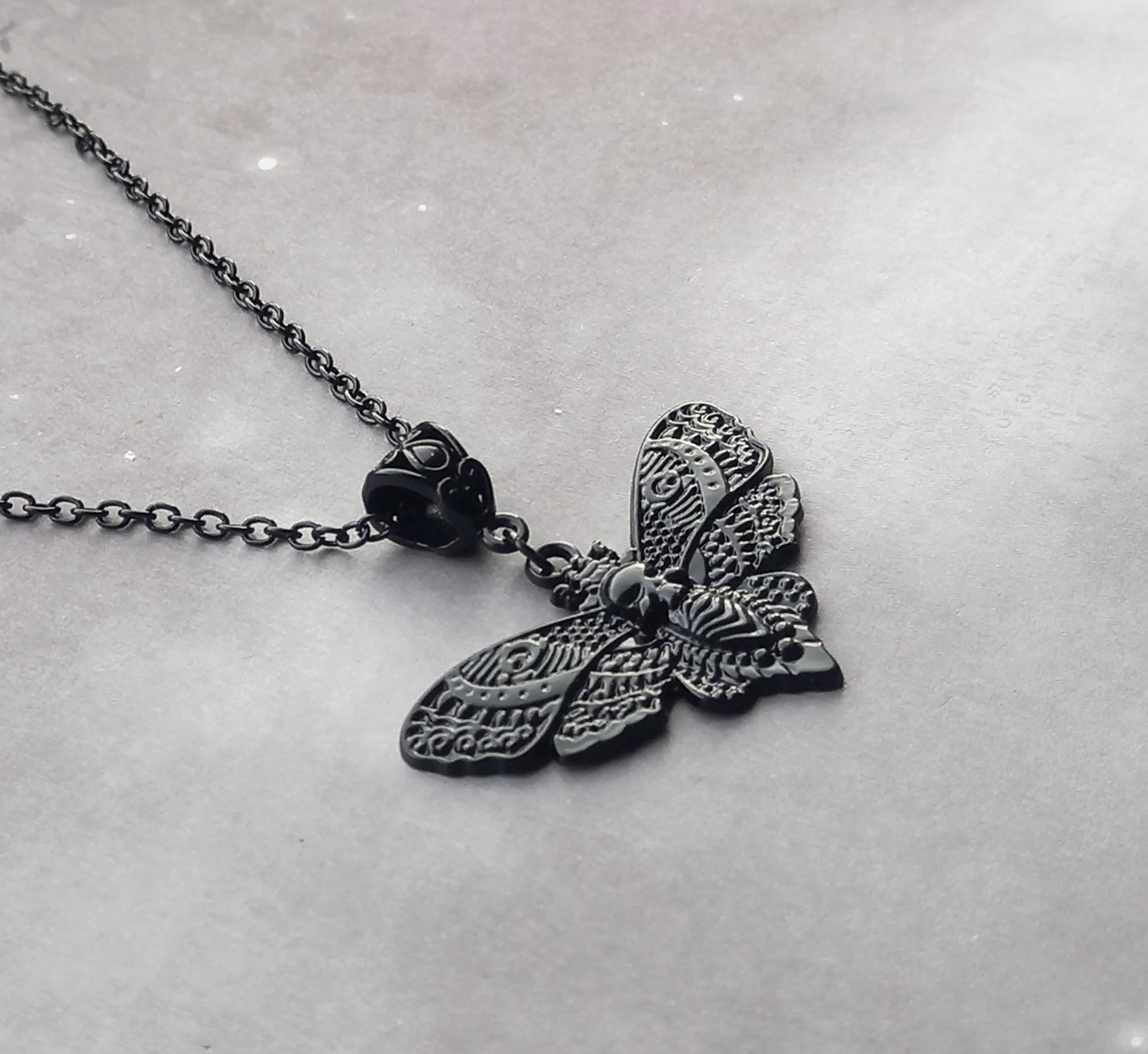 Black Death's Head Moth Necklace