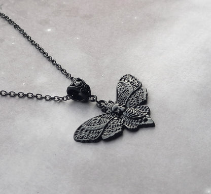 Black Death's Head Moth Necklace