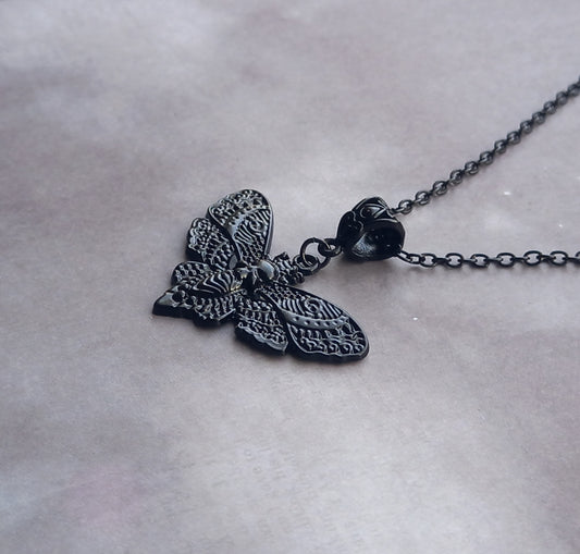 Black Death's Head Moth Necklace