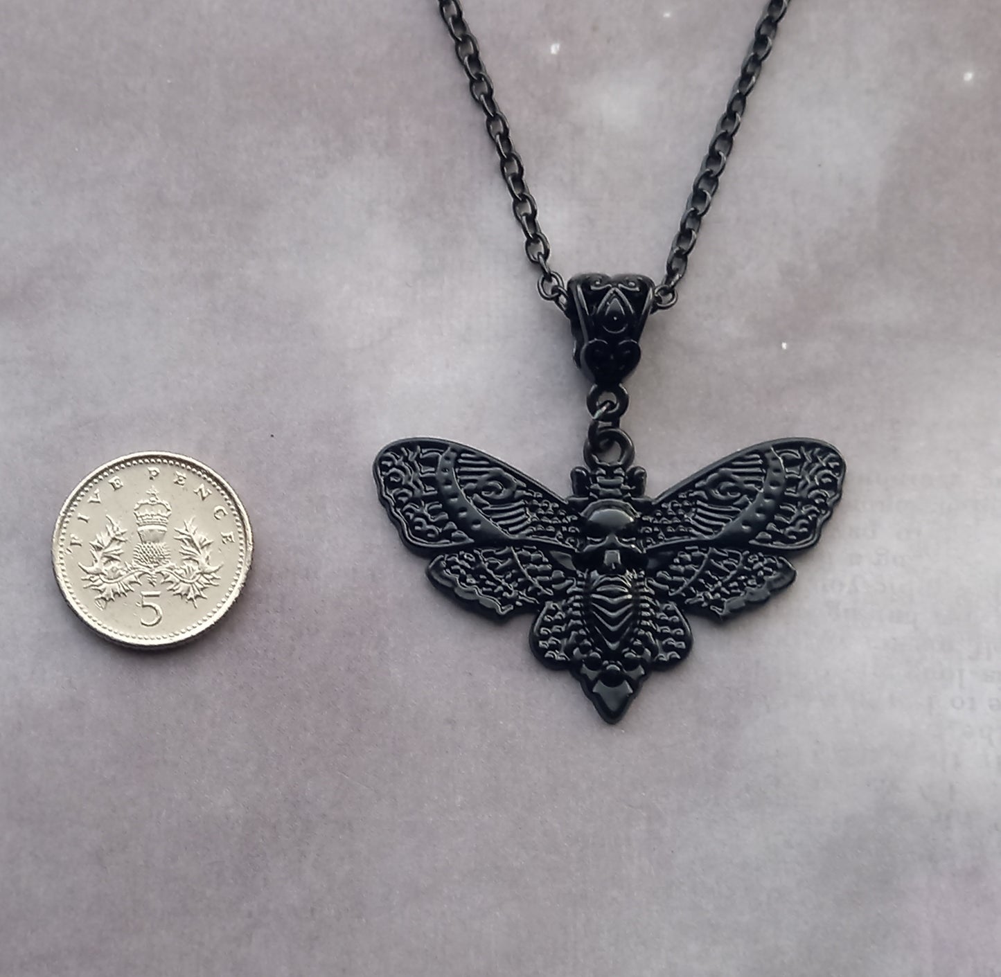 Black Death's Head Moth Necklace