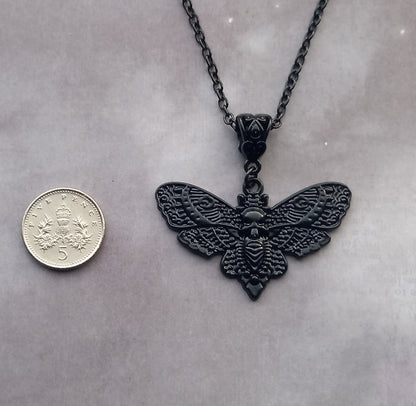 Black Death's Head Moth Necklace