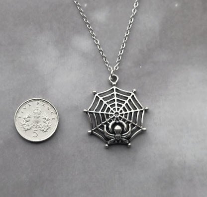 Spider and Web Necklace