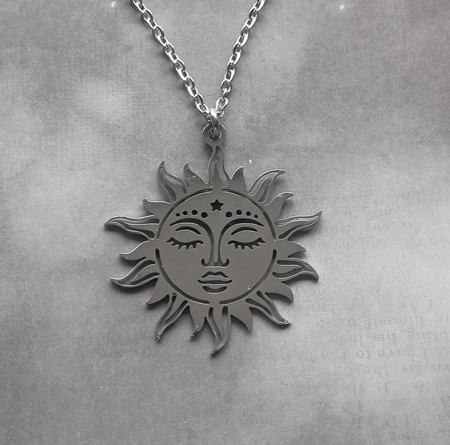 Large Sun Face Steel Necklace