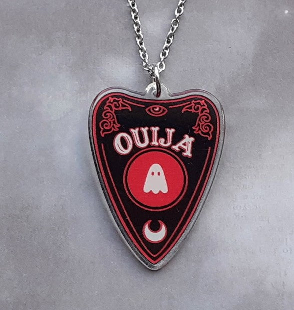 Ghostly Planchette Acrylic Necklace