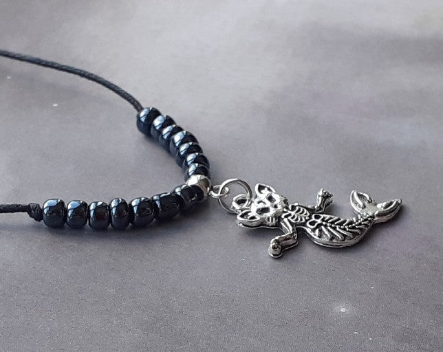 Grey Mermaid Cat Cord Necklace