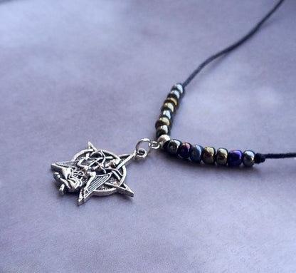 Rainbow Baphomet Cord Necklace