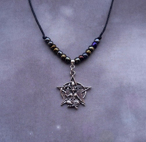 Rainbow Baphomet Cord Necklace