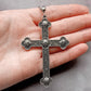 Large Patterned Silver Tone Cross