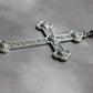 Large Patterned Silver Tone Cross