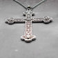 Large Patterned Silver Tone Cross