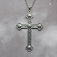 Large Patterned Silver Tone Cross