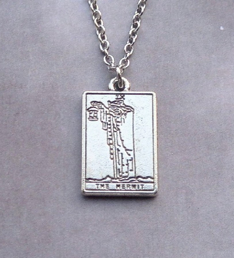 The Hermit Metal Tarot Card Necklace