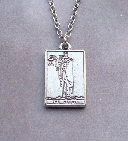 The Hermit Metal Tarot Card Necklace