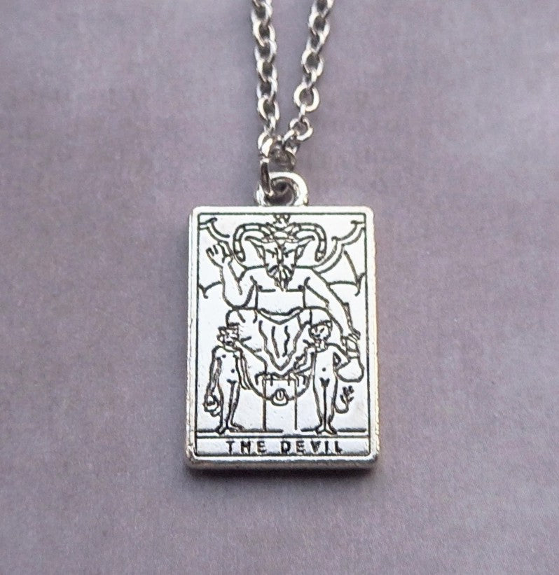 The Devil Metal Tarot Card Necklace