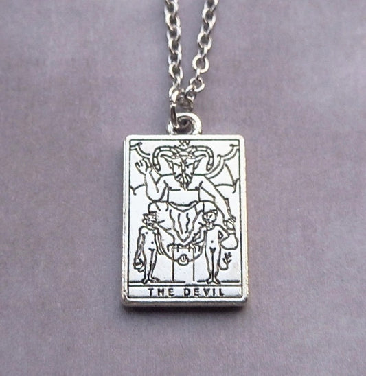 The Devil Metal Tarot Card Necklace