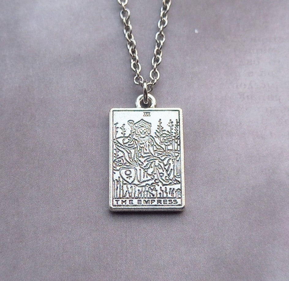 The Empress Metal Tarot Card Necklace