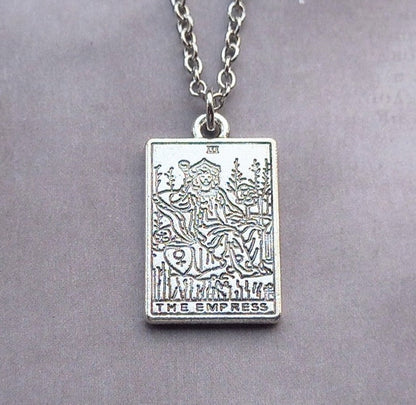 The Empress Metal Tarot Card Necklace