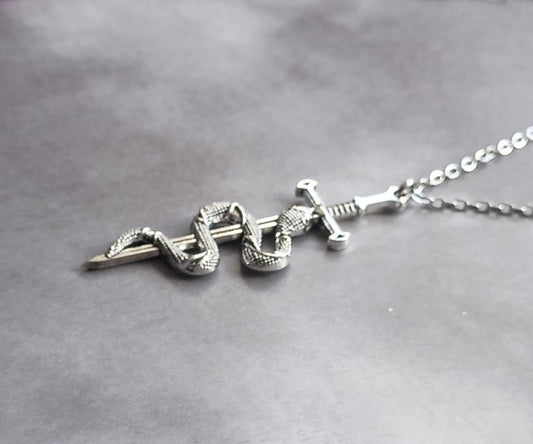 Snake on Sword Necklace