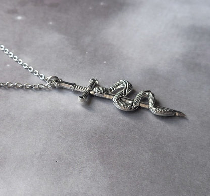 Snake on Sword Necklace