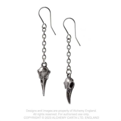 Rabenschadel Schlenker Raven Skull Earrings by Alchemy England