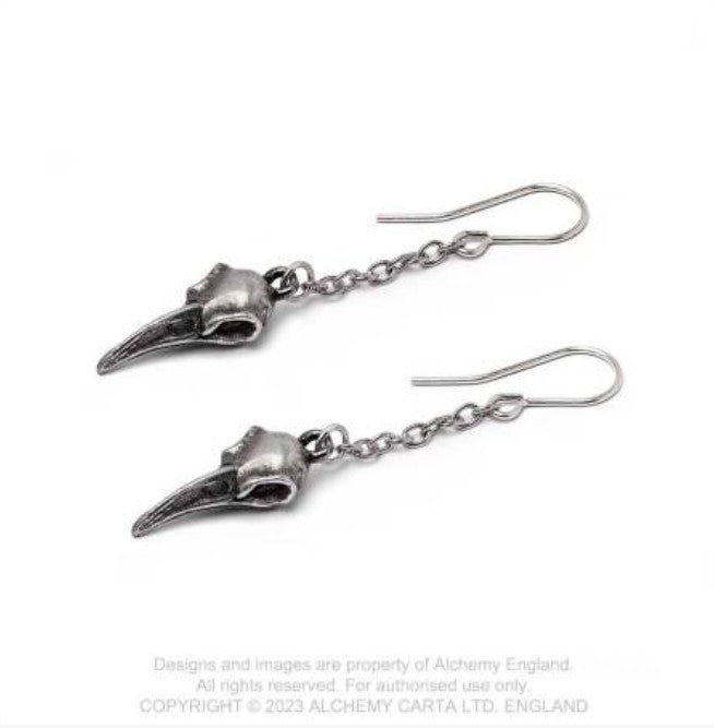 Rabenschadel Schlenker Raven Skull Earrings by Alchemy England